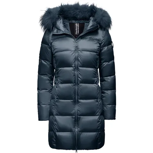 Bright Nylon Hooded Fur Puffer Jacket , female, Sizes: XL, S, L, XS, M, 2XL - BomBoogie - Modalova
