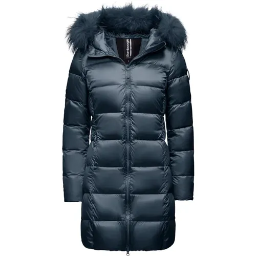 Bright Nylon Hooded Fur Puffer Jacket , female, Sizes: XL, S, XS, M, 2XL - BomBoogie - Modalova