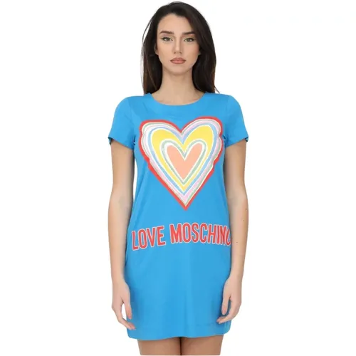 Herzapplikation Baumwollkleid , Damen, Größe: XS - Love Moschino - Modalova