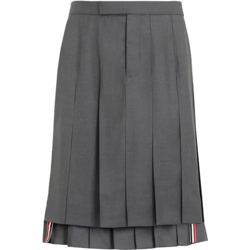 Grey Wool Skirt Classic Design , female, Sizes: XL, L - Thom Browne - Modalova