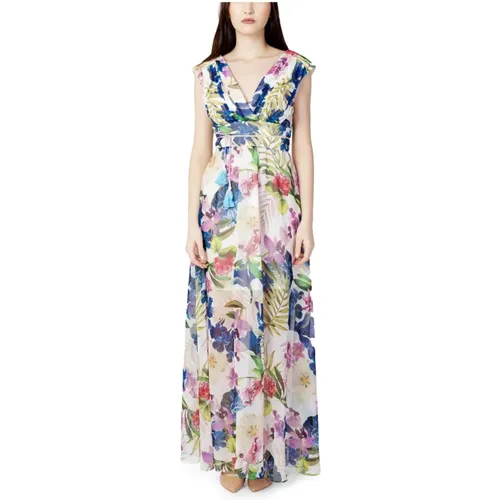 Floral V-Neck Sleeveless Dress , female, Sizes: XS - Guess - Modalova