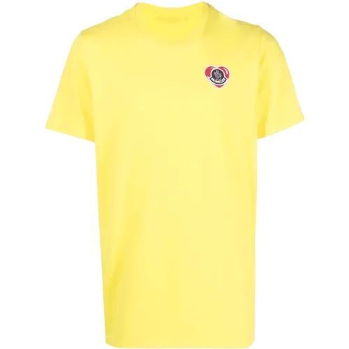 Rotes Herz Logo T-Shirt , Herren, Größe: M - Moncler - Modalova