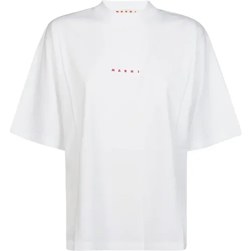 Logo Print T-Shirt , female, Sizes: S - Marni - Modalova