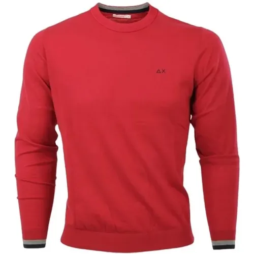 Roter Pullover mit Logo und Streifen , Herren, Größe: 2XL - Sun68 - Modalova