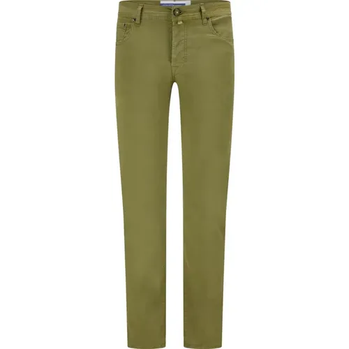 Slim Olive Stretch Cotton Jeans , male, Sizes: W36, W31 - Jacob Cohën - Modalova