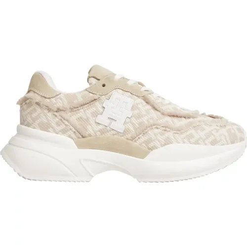 Monogram Jacquard Sneakers /White Logo , female, Sizes: 6 UK, 5 UK - Tommy Hilfiger - Modalova