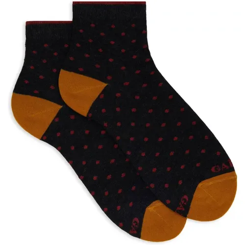 Damen Superkurze graue Baumwollsocken mit Punkten - Gallo - Modalova