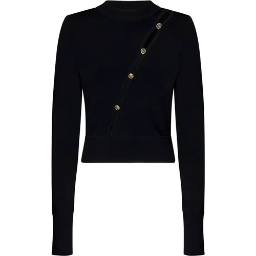 Schwarzer Cut-Out Pullover Aw24 , Damen, Größe: S - Versace Jeans Couture - Modalova