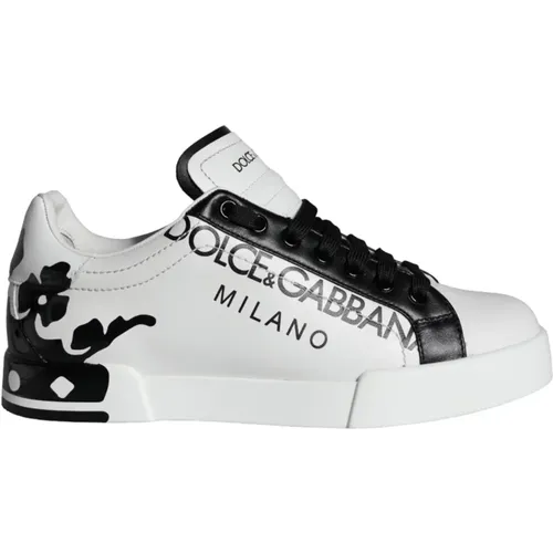 Crown Milano Leather Sneakers , female, Sizes: 6 1/2 UK - Dolce & Gabbana - Modalova