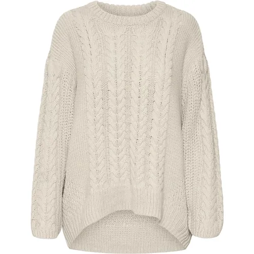 Beiger Strick Rundhals Pullover , Damen, Größe: XS - Vero Moda - Modalova