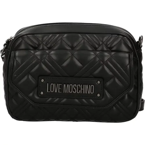 Elegante Schwarze Umhängetasche mit Metall Details - Love Moschino - Modalova