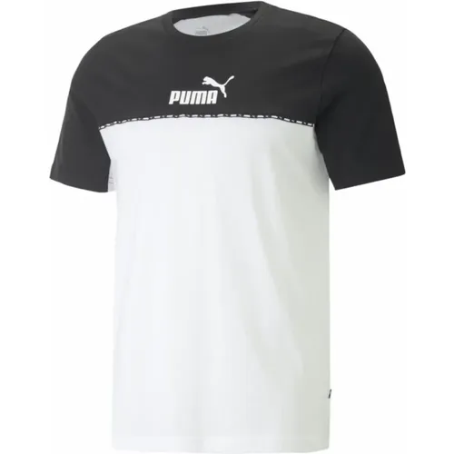 Bedrucktes Logo Baumwoll T-Shirt , Herren, Größe: L - Puma - Modalova