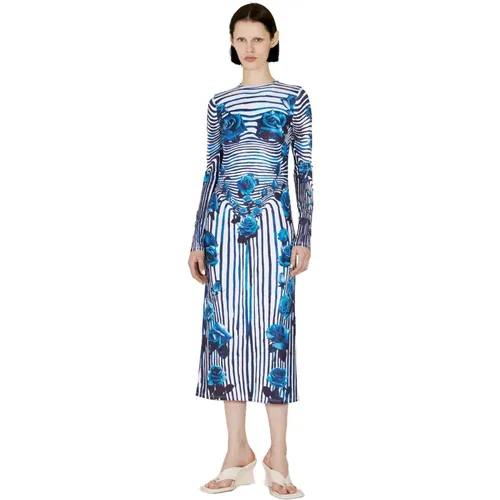 Blumen Body Morphing Midi Kleid , Damen, Größe: M - Jean Paul Gaultier - Modalova