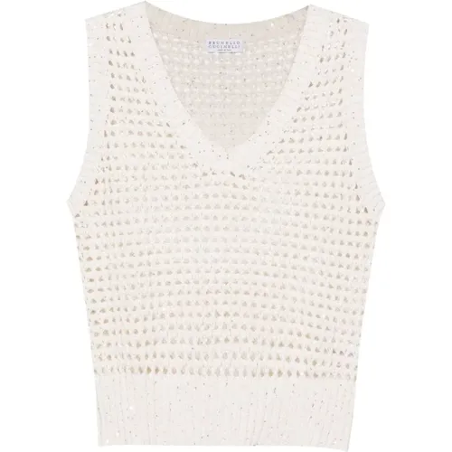 Elegant Top with Calado Detailing , female, Sizes: L - BRUNELLO CUCINELLI - Modalova