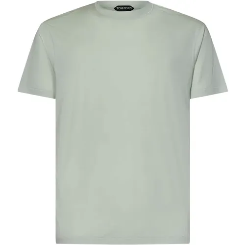 Grünes Crewneck T-Shirt mit Logo-Stickerei , Herren, Größe: M - Tom Ford - Modalova