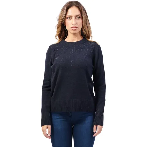 Blauer Wollmischung Rundhalsausschnitt Pullover , Damen, Größe: 6XL - Gerry Weber - Modalova