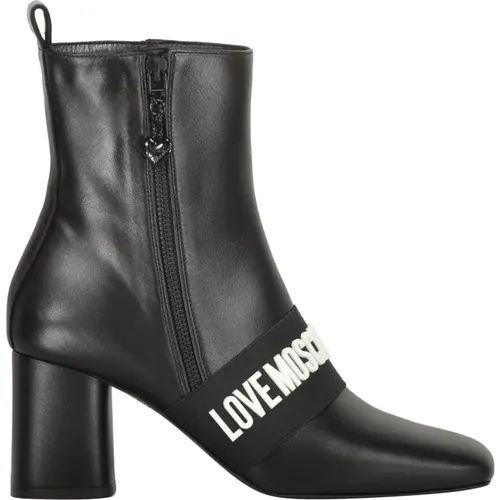 Logo Riemen Blockabsatz Stiefel - Love Moschino - Modalova