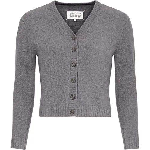 Grey Wool V-Neck Sweater , female, Sizes: S - Maison Margiela - Modalova