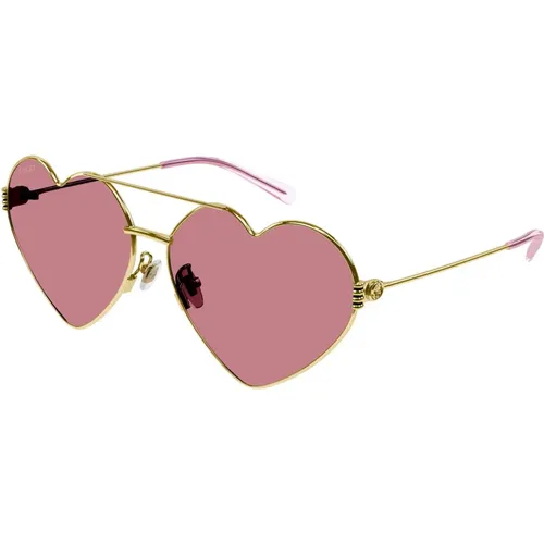 Stunning Gold/Red Sunglasses for Women , female, Sizes: 62 MM - Gucci - Modalova