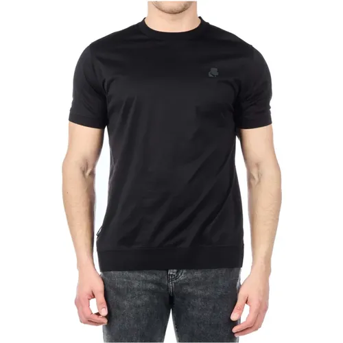 Schwarzes Baumwoll Regular Fit T-Shirt , Herren, Größe: M - Karl Lagerfeld - Modalova