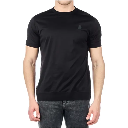 Schwarzes Baumwoll Regular Fit T-Shirt , Herren, Größe: XL - Karl Lagerfeld - Modalova