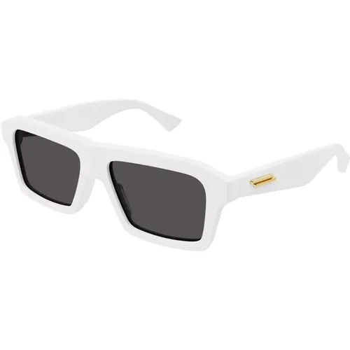 Weiße/Graue Sonnenbrille , Herren, Größe: 55 MM - Bottega Veneta - Modalova