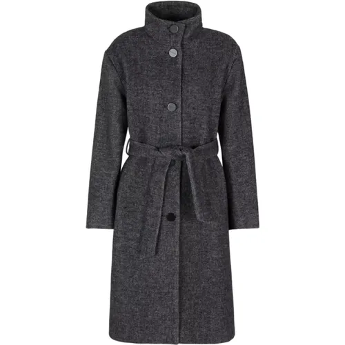 Grey Belted Wool Coat Aw24 , female, Sizes: S, M - Armani Exchange - Modalova