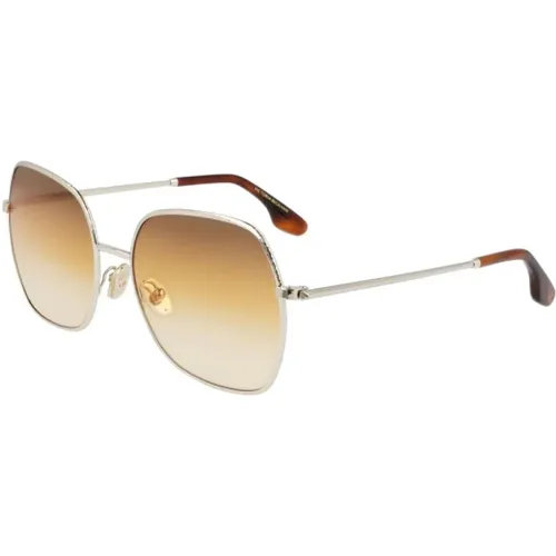 Goldene Metallsonnenbrille für Frauen - Victoria Beckham - Modalova