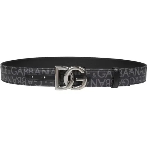 Jacquard Fabric Belt /Grey , male, Sizes: 95 CM, 100 CM, 105 CM, 110 CM - Dolce & Gabbana - Modalova