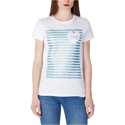 Glitzerstreifen Damen T-Shirt , Damen, Größe: XS - Love Moschino - Modalova