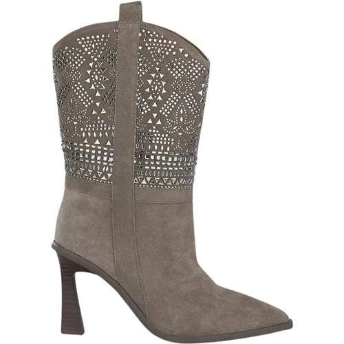 Ankle boot heel with rhinestone details , female, Sizes: 7 UK, 4 UK, 5 UK, 8 UK, 6 UK, 9 UK, 3 UK, 2 UK - Alma en Pena - Modalova