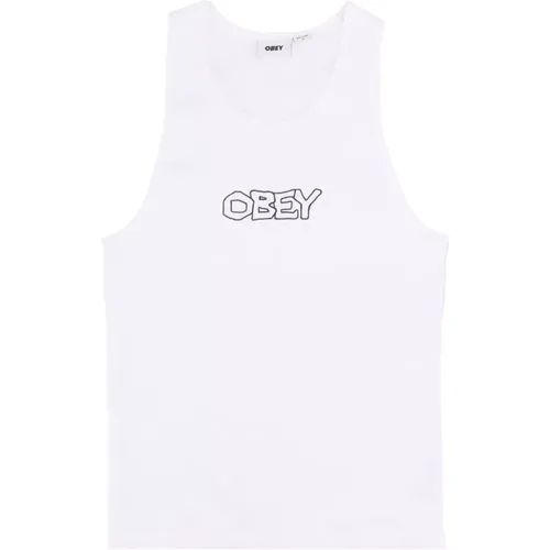 Weiße Gerippte Tank Top , Damen, Größe: S - Obey - Modalova