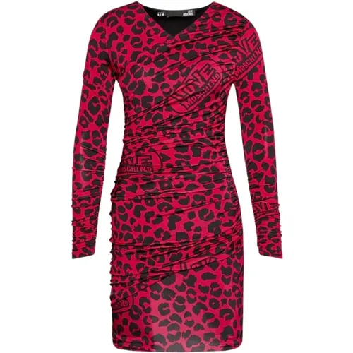 Chic Leopard Print Dress , female, Sizes: XS - Love Moschino - Modalova