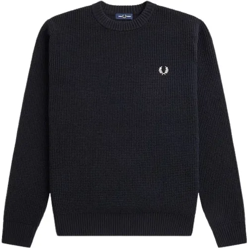 Textured Wool Sweater with Embroidered Crown , male, Sizes: XL - Fred Perry - Modalova