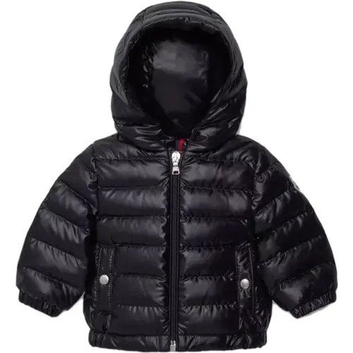 Blaue Kindermäntel mit Kapuze und Reißverschluss - Moncler - Modalova