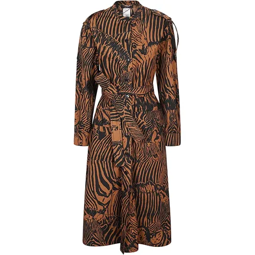 Zebra Print Cotton Midi Dress , female, Sizes: 2XS, 4XS, XS, 3XS - Max Mara Weekend - Modalova