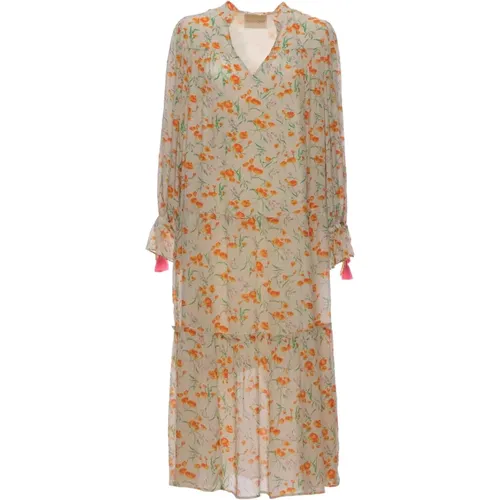 Ecru Floral Dress , female, Sizes: XS - Stella Forest - Modalova
