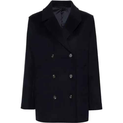 Navy Wool Blend Coat , female, Sizes: S, XS - Calvin Klein - Modalova