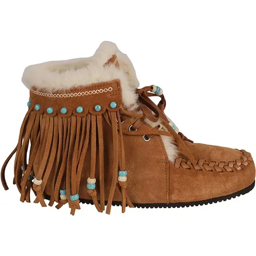 Fringed Suede Ankle Boots , female, Sizes: 7 UK - Alanui - Modalova