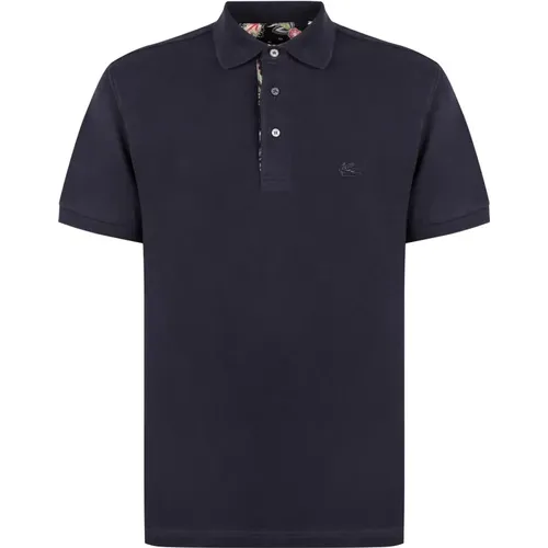 Baumwoll-Polo-Shirt mit gerippten Kanten , Herren, Größe: M - ETRO - Modalova