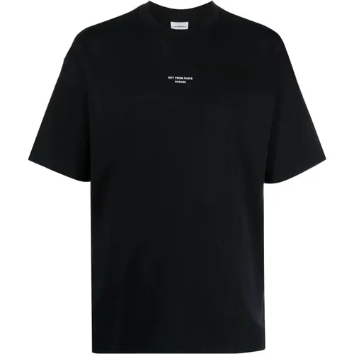 Klassisches Rundhals T-Shirt,Schwarzes T-Shirt - Klassischer Stil - Drole de Monsieur - Modalova