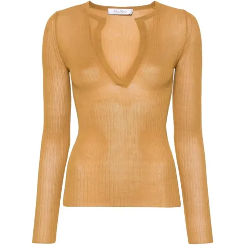 Leather Sweater Ribbed Knit , female, Sizes: M, S, L - Max Mara - Modalova