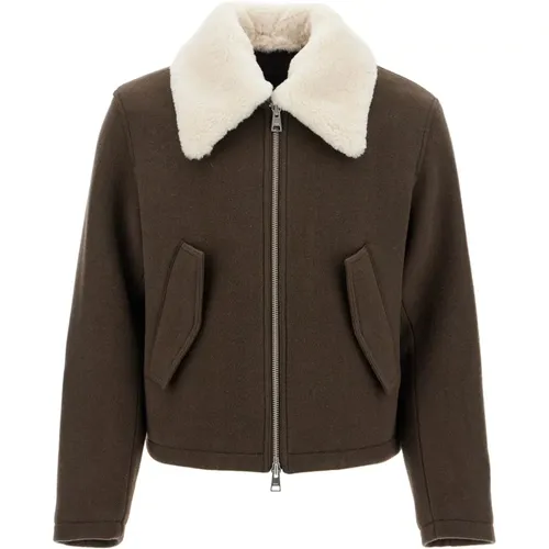 Shearling Kragen Boxy Jacke - Ami Paris - Modalova