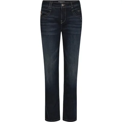 High-Waist Straight-Leg Dunkelblaue Jeans , Damen, Größe: W24 - MOS MOSH - Modalova