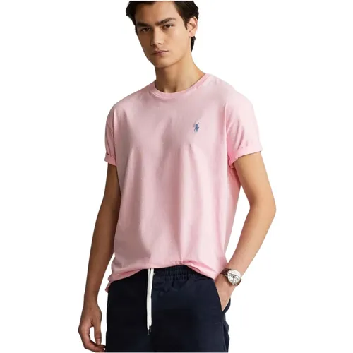 Custom Slim Rosa Herren T-Shirt , Herren, Größe: S - Ralph Lauren - Modalova