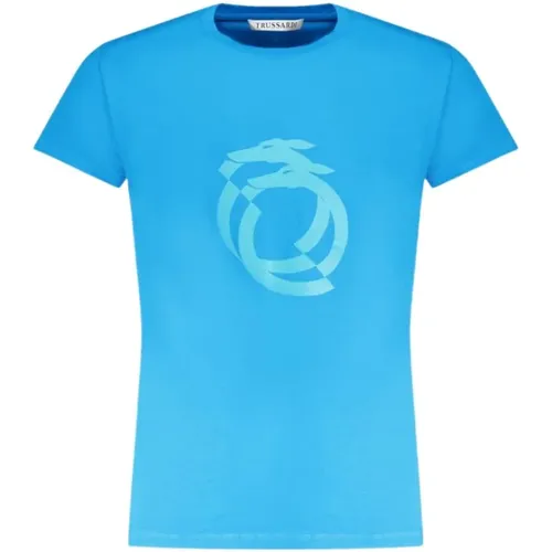 Blau Print Logo Tee , Herren, Größe: L - Trussardi - Modalova