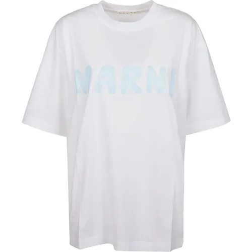 Weiße Lily T-Shirt , Damen, Größe: XS - Marni - Modalova
