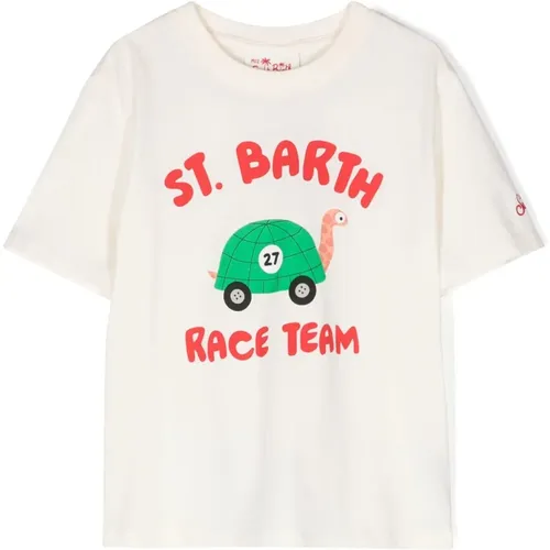 Weiße Baumwoll-T-Shirt Grafikdruck - Saint Barth - Modalova