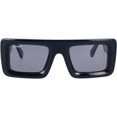 Leonardo Sonnenbrille in Schwarz mit Dunkelgrauen Gläsern - Off White - Modalova