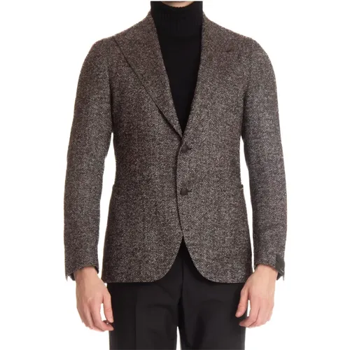 Wool Blend Jacket with Wide Lapels , male, Sizes: M, L - Tagliatore - Modalova